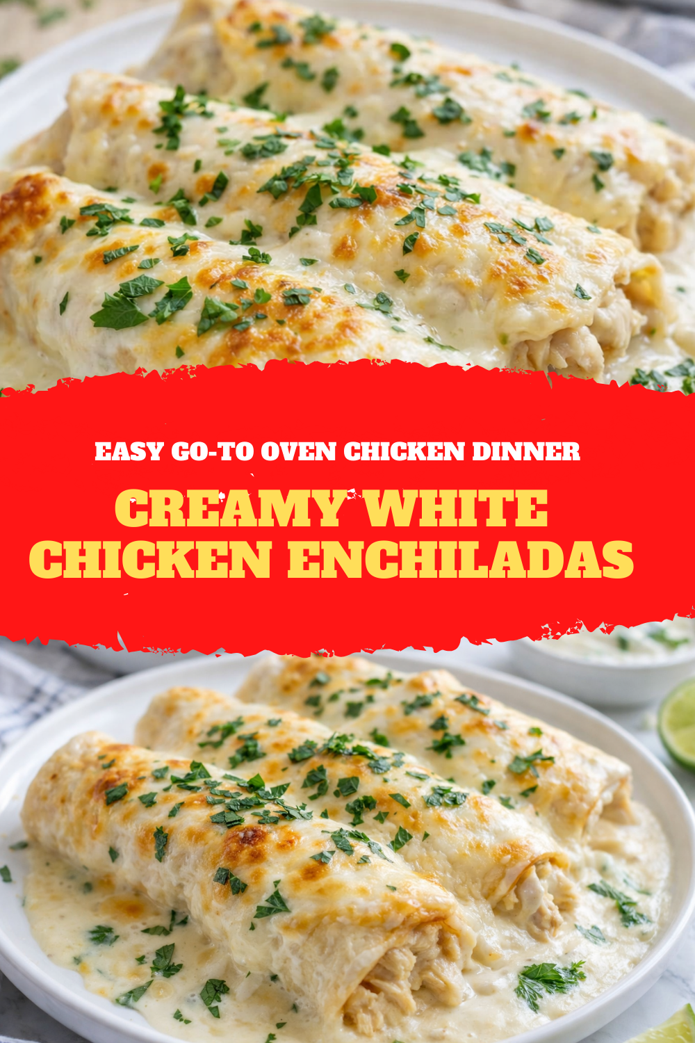 Creamy White Chicken Enchiladas – Easy Go-To Oven Chicken Dinner Thumbnail