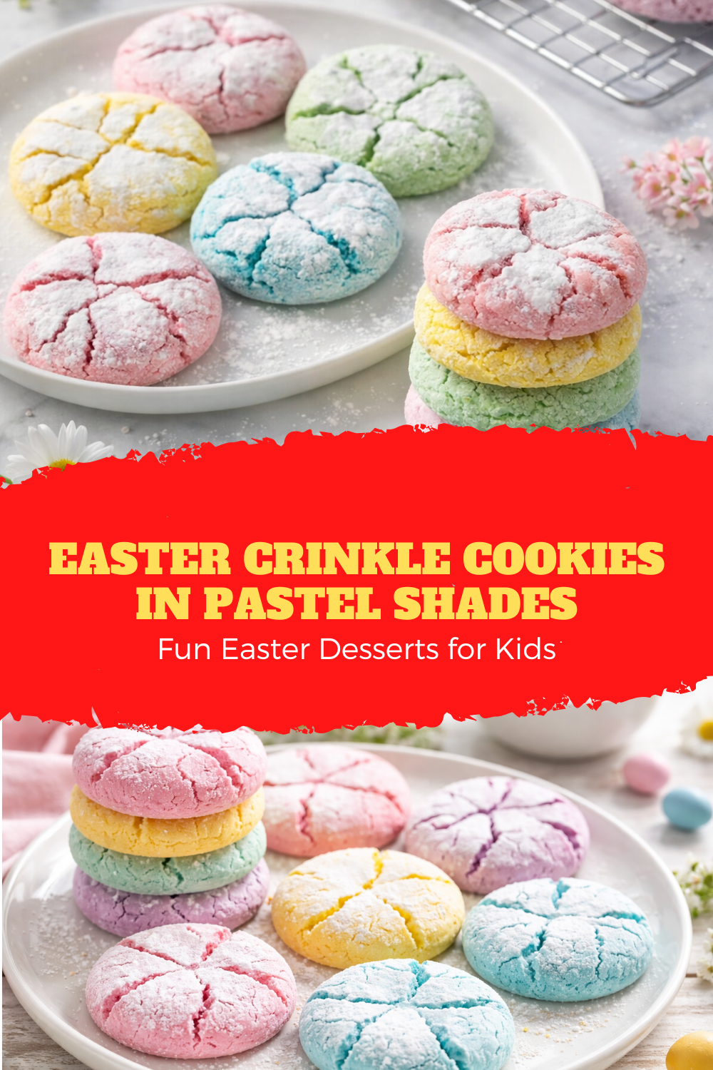 Easter Crinkle Cookies in Pastel Shades – Fun Easter Desserts for Kids Thumbnail