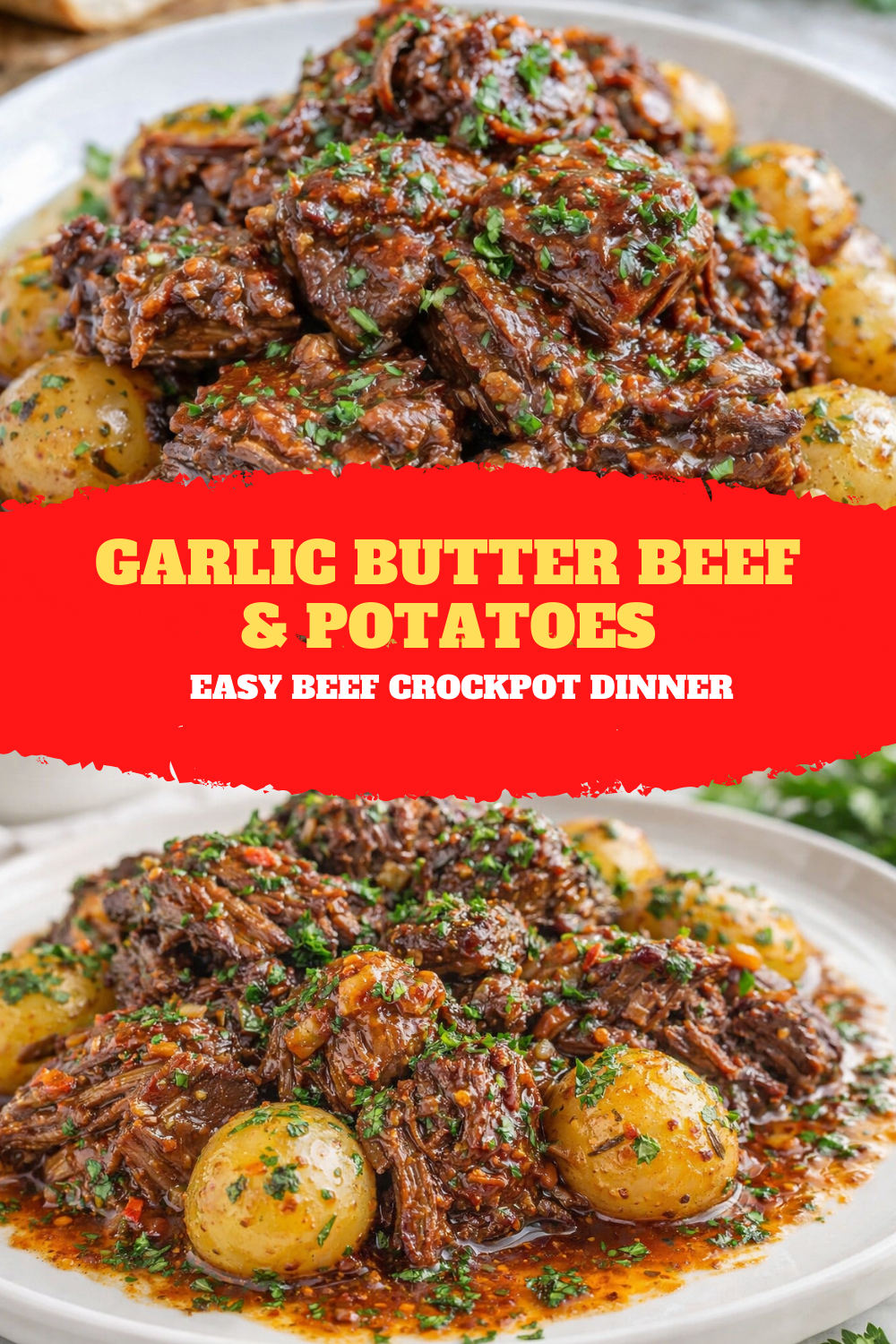 Garlic Butter Beef & Potatoes – Easy Beef Crockpot Dinner Thumbnail