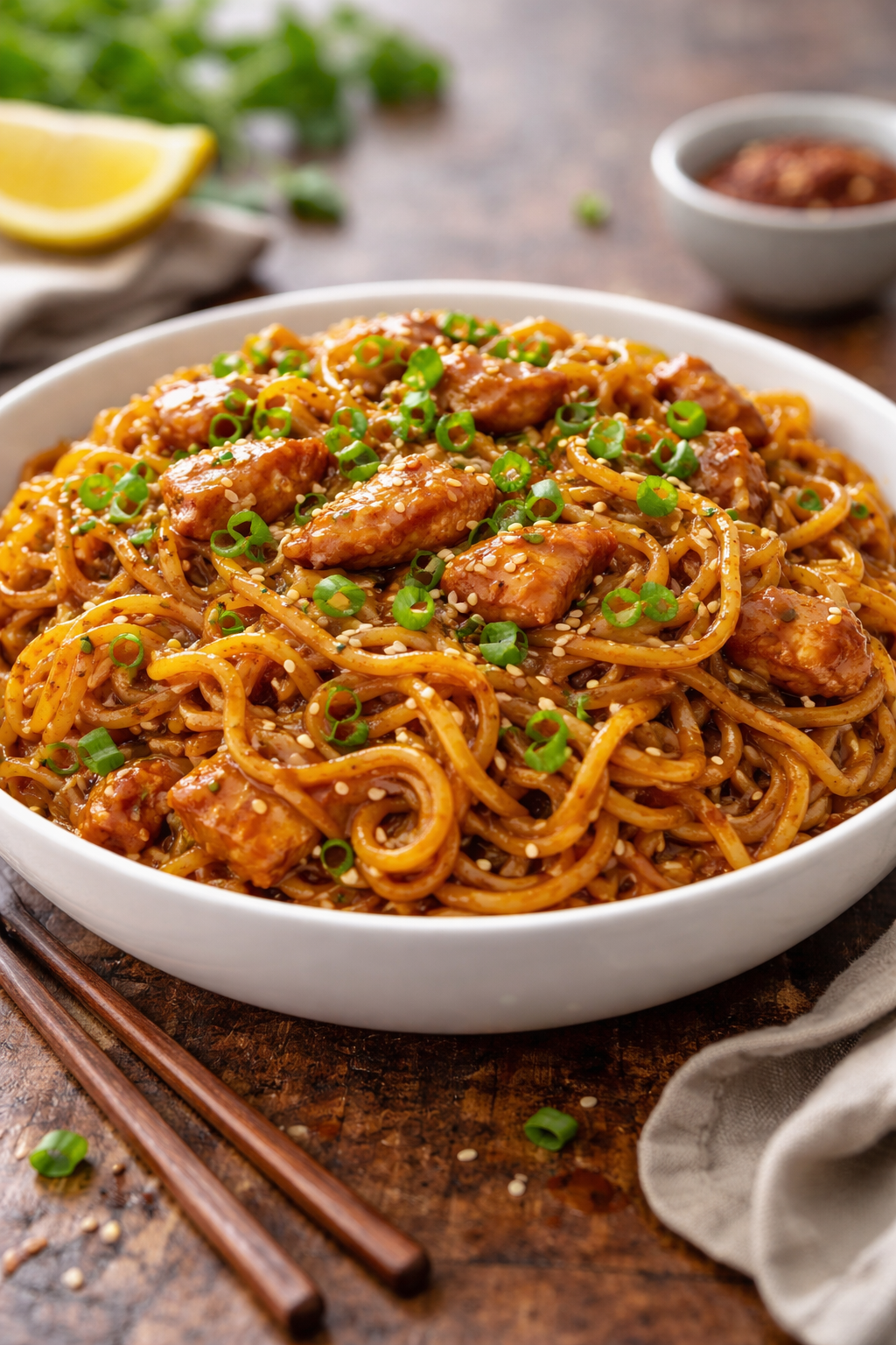 Super Quick Dinner: Sticky Garlic Chicken Noodles for Busy Nights