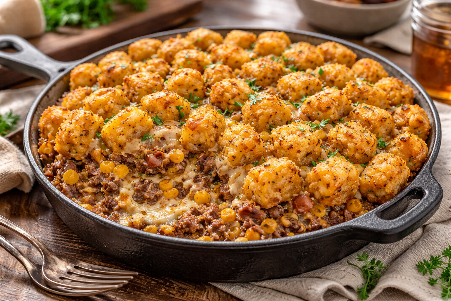 Cowboy Beef Tater Tot Casserole – Budget Friendly Dinner with Ground Beef Thumbnail