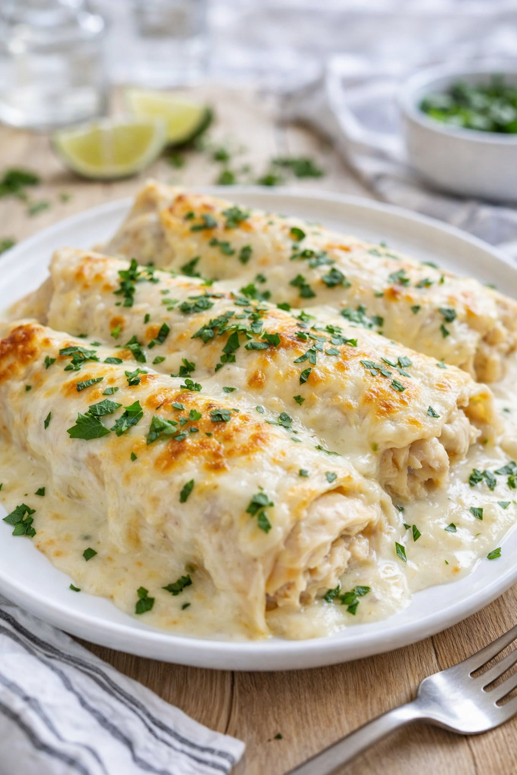 Creamy White Chicken Enchiladas – Easy Go-To Oven Chicken Dinner Thumbnail