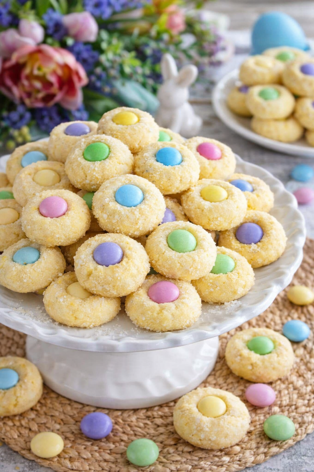 Easter Bunny Button Cookies Recipe – Cute Thumbprint Cookies with Candy Buttons Thumbnail