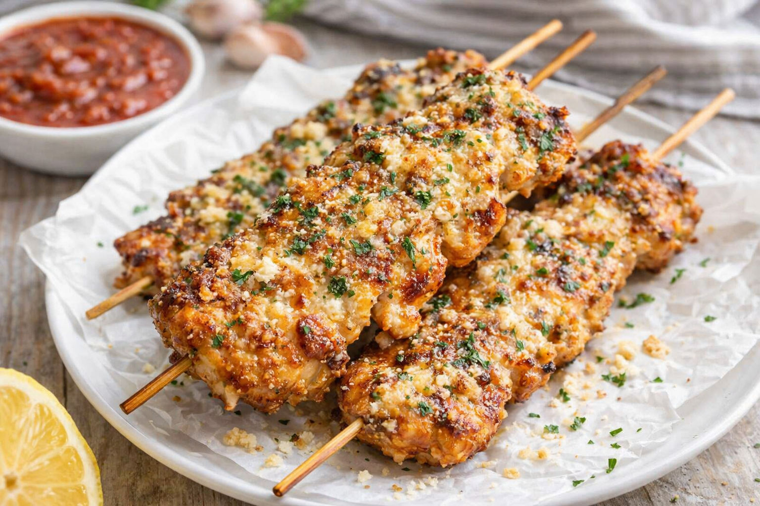 Garlic Parmesan Chicken Skewers - 1 Thumbnail