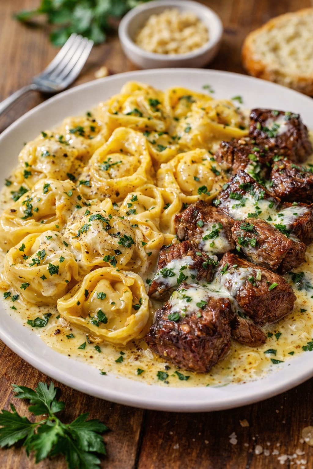 Garlic Steak Tortellini Skillet – Easy One Pan Dinner on the Stovetop Thumbnail