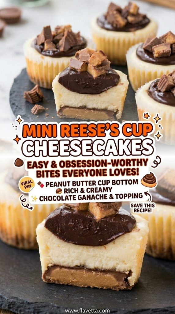 Mini Cheesecakes with Reese’s Peanut Butter Cup Bottom - 3 Thumbnail
